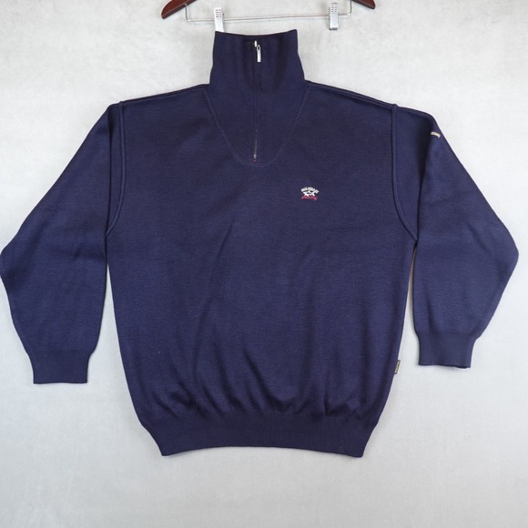 Paul & Shark Sweater Mens XXL Navy Blue Half Zip Italy Knit EUC